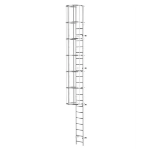 DRABINA JEDNOBIEGOWA Z KOSZEM OCHRONNYM MAX 4-6 M - ALUMINIOWA
