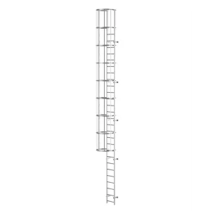 DRABINA JEDNOBIEGOWA Z KOSZEM OCHRONNYM MAX 6-8 M - ALUMINIOWA